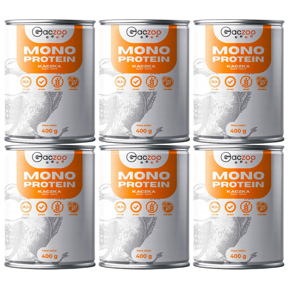 Gaczoo MONO Protein karma mokra dla psa Kaczka 6x400g